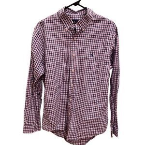 Ralph Lauren Mens Gingham Plaid Long Sleeve Button Down Shirt L Pink Blue